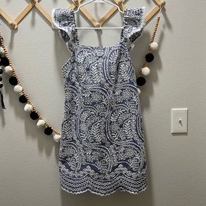 Alice + Olivia Embroidered Ruffle Sleeve Mini Dress